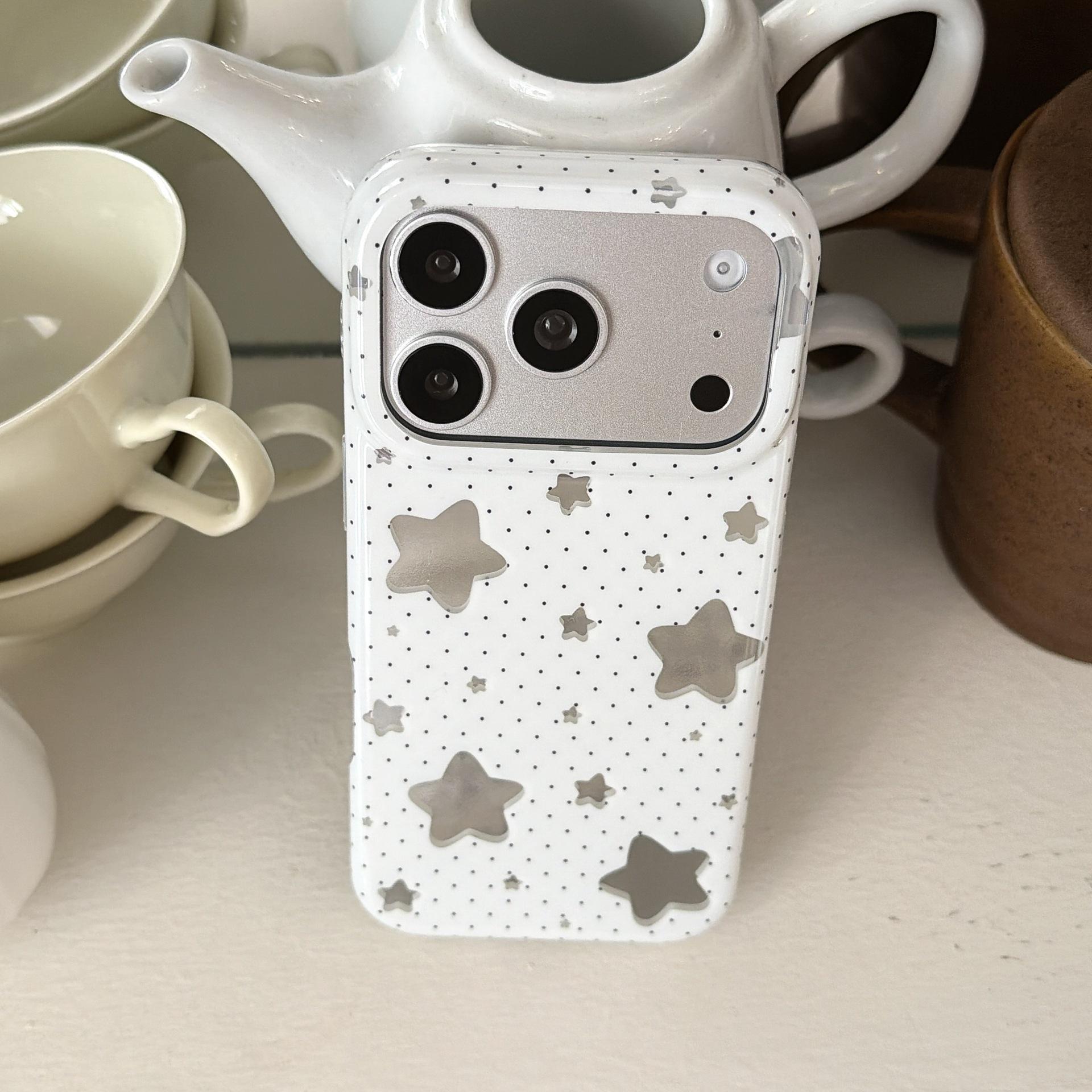 

iPhone 17 Pro Max Case: Black and White Mirror with Stars Design, Compatible with Apple 16, Double Layer for iPhone 15/14 iPhone 17 Pro