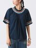Beams Boy Shirt Trepied Tape Gathered Smock Navy Free S/S [Special Order] Women's