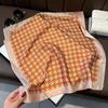 Lightweight Pure Silk Square Scarf Women 53x53cm Minimalist Korean Style Geometric Print Elegant Business Accessory