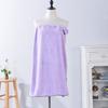 Soft Coral Fleece Bath Wrap With Bow Detail Ultra Absorbent Towel Women Shower Robe