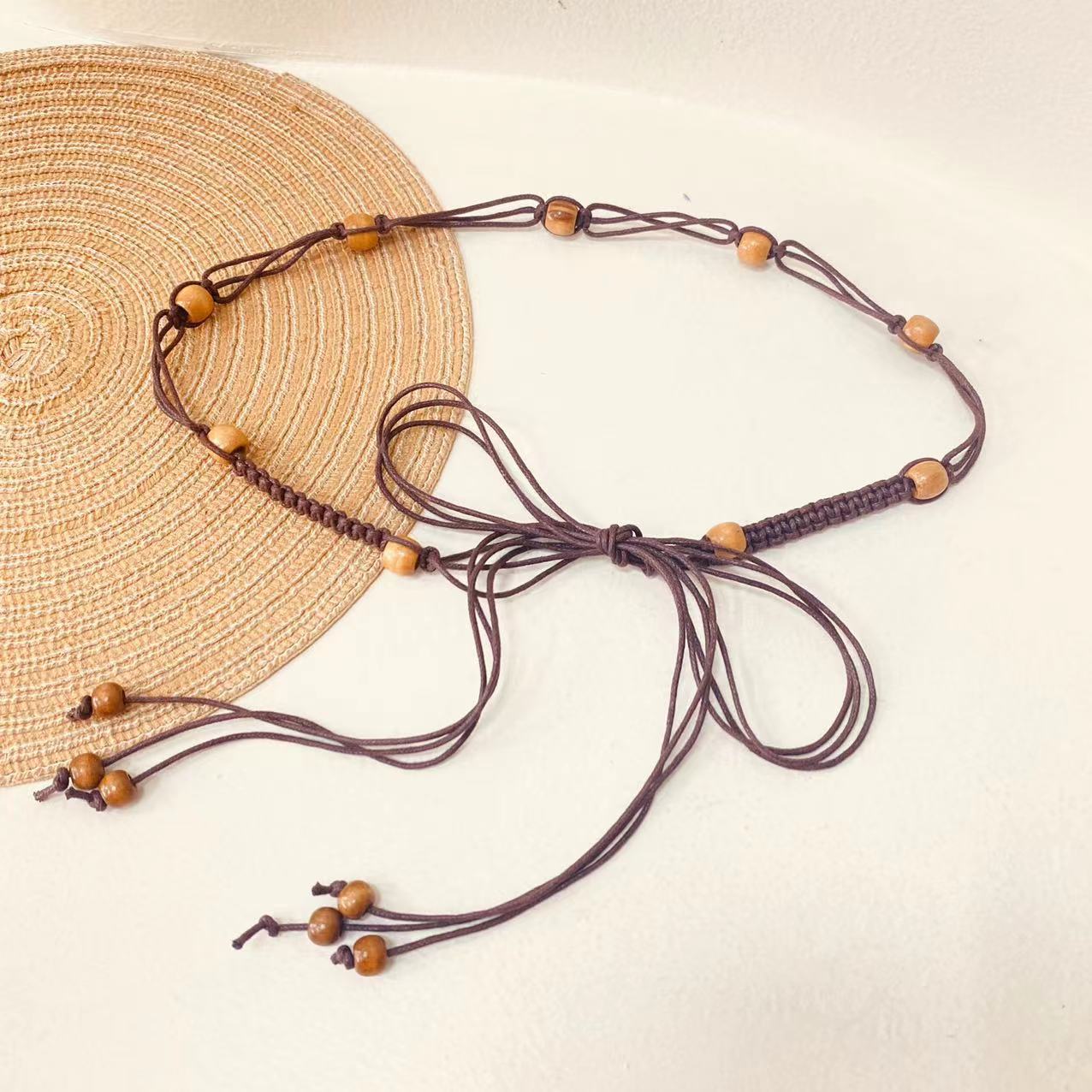 

Ручная работа Поясная веревка Женские аксессуары для юбки Боснийский винтажный пояс-цепочка малиновый