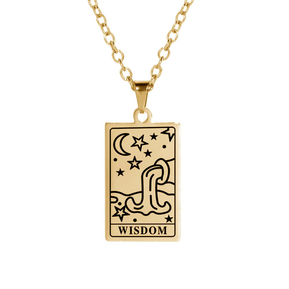 Cazador Tarot Cards Necklace The Star World Fortune SUN Moon Tarot Neck Chain Stainless Steel Vintage Punk Jewelry for Women Men