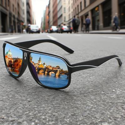 Gafas de sol de moda para hombre con montura grande, nuevas para verano, para conducir al aire libre, lentes transparentes con protección UV400, gafas de sol para hombre y mujer
