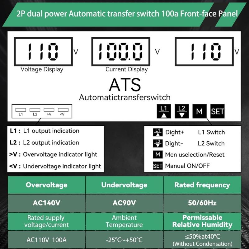 Automatic Transfer Switches With LED Display For Double Power Supply & Voltages Protections Generator Transfer Switches