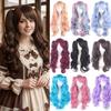 Parrucche Ricce Sintetiche Rosa Blu Oro 80cm Donne Parrucche Stratificate Moda Parrucca Lolita con Frangia Carnevale