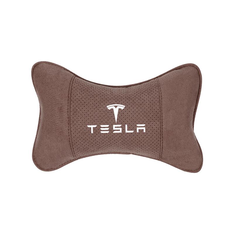Tetieră din piele întoarsă pentru mașină, pernă respirabilă din spumă cu memorie pentru gât, pentru Tesla Model 3 Y S X Cybertruck Juguete Roadster Coil Bonina