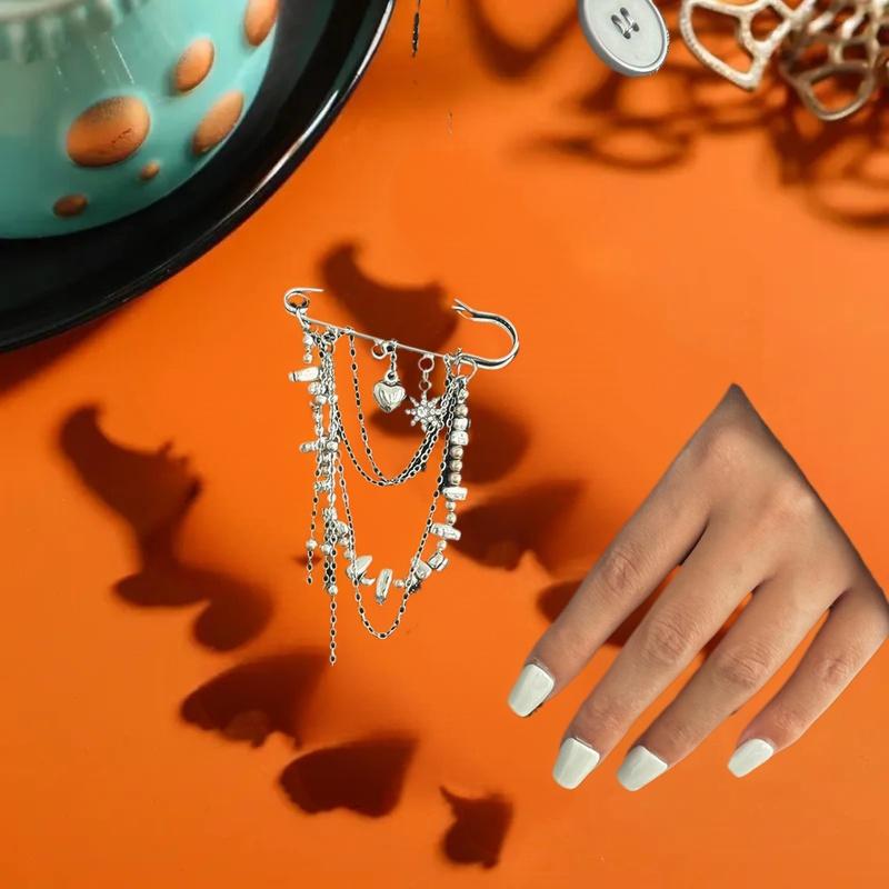 Women Fashion Tassel Brooch Pins Coat Waist Buckle Trouser Leg Decor Button Clasps Jewelry