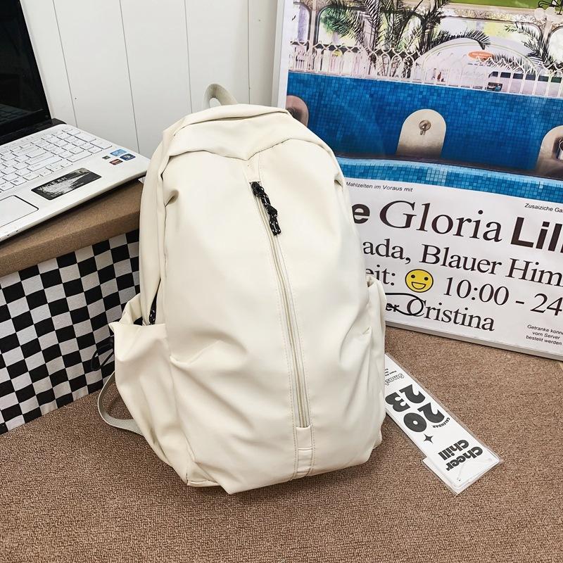 Schoolbag Female Junior High School Students High School Student Backpack Large Capacity Solid Color Backpack