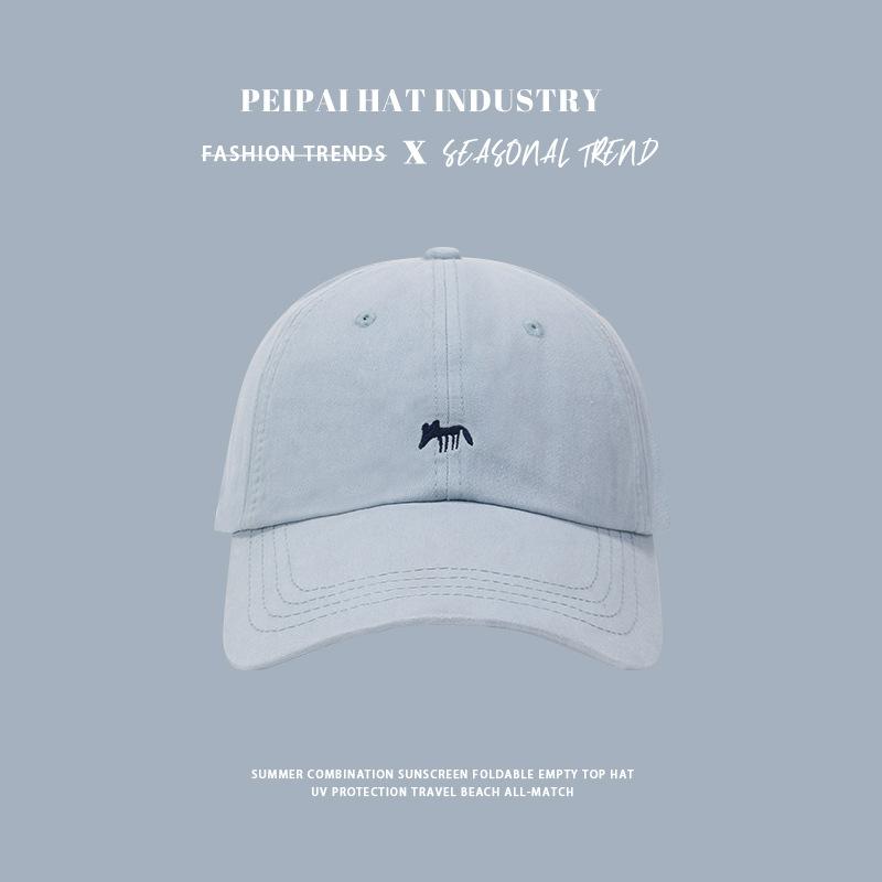 Little Fox Grape Purple Baseball Cap Women's Embroidery Cute Wide Brim Sun Hat Men's and Women's Same Face Small Cap