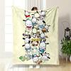 Cartoon Puppies In Various Outfits and Activities On a Light Background. for All Seasons Blanket Lunch Break Throw Gift