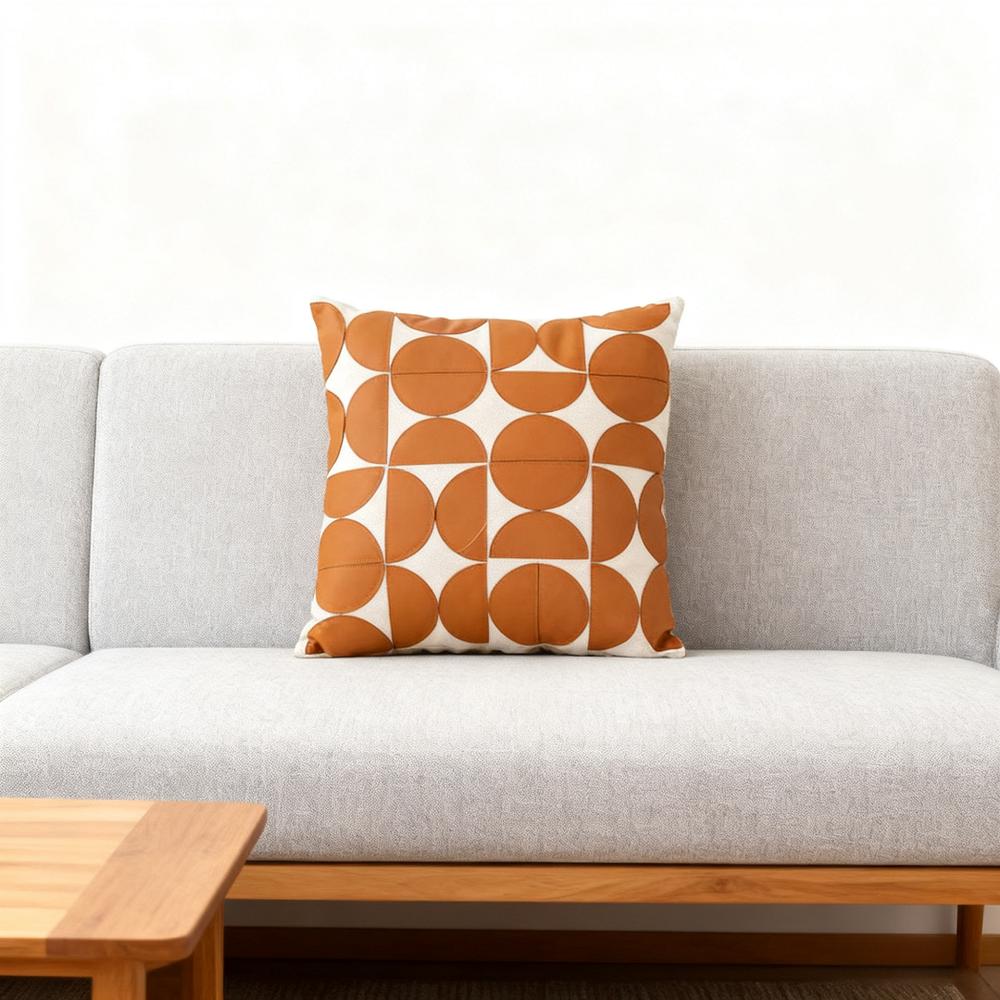 45×45Cm Lmitation Leather Cushion Cover Coffee Orange Red Pillowcase Patch Sofa Chair Bed Pillow Cover Home Decoration Detachabl