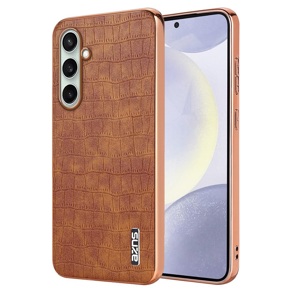 

Для Samsung Galaxy A36 5G Чохол Гальванічне покриття Текстура крокодила PU+TPU Чохол для телефону Brown