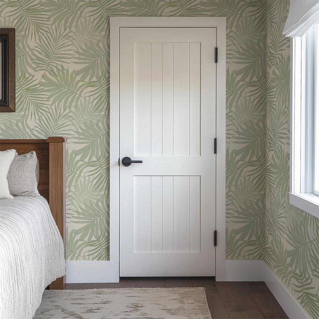 1pc Light Green Boho Tropical Palm Leaf Peel And Stick Wallpaper Vintage Self Adhesive Removable Contact Paper For Home Decor