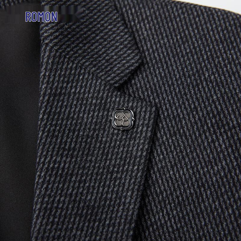 ROMON Men's Striped Wool Blend Stretch Business Casual Blazer