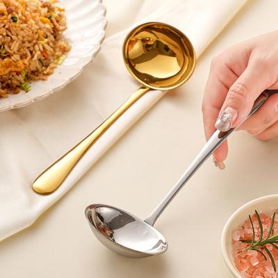 Edelstahllöffel Groß Heißtopf Suppenkelle Ramen Nudeln Schöpflöffel Langer Griff Esslöffel Küchenutensil
