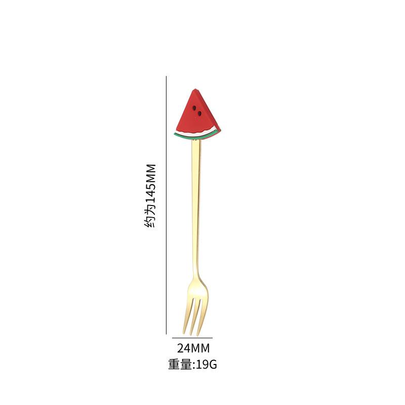 Fruit Doll Stainless Steel Spoon and Fork Christmas Coffee Dessert Spoon and Fork Gift Set Fruit Watermelon Spoon and Fork Box