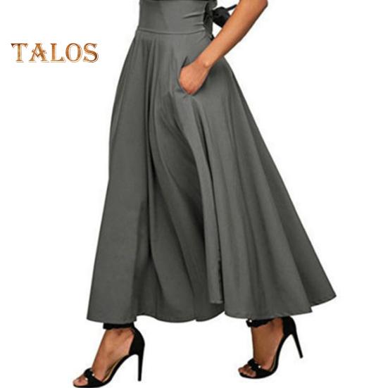 Maxirock Bandage Hohe Taille Enger A-Linien-Rock Einfarbig Großer Saum Frühling Langer Rock Arbeit Freizeit Alltagskleidung