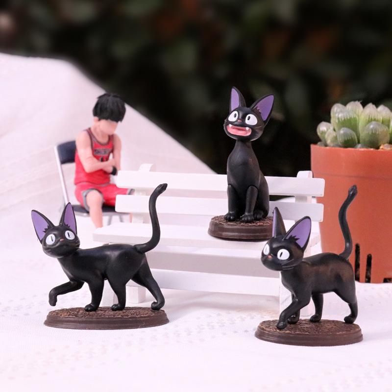 Black Cat Anime Figurine: Cute Japanese Model for Desktop & Cake Decoration