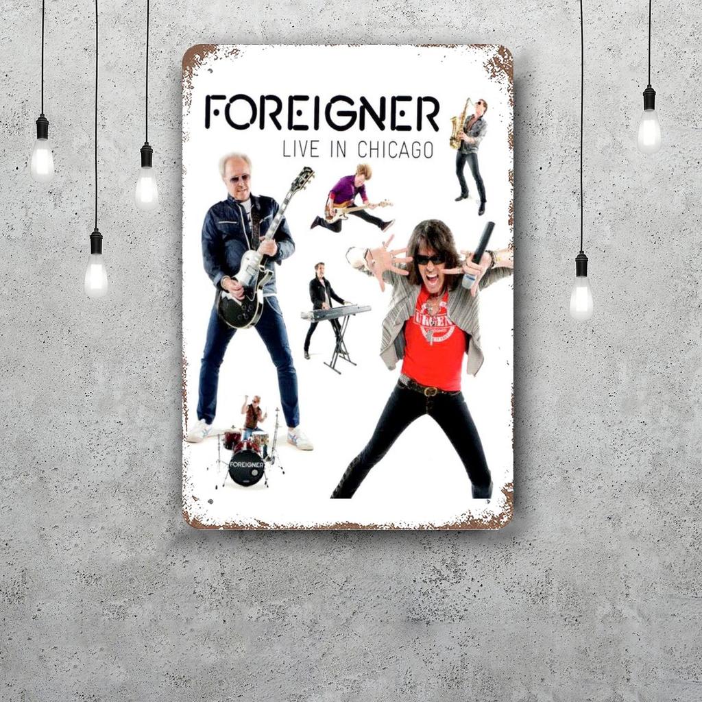 Foreigner Band Retro Vintage Tin Sign Poster Decorative Plaque Metal Plate Wall Decor
