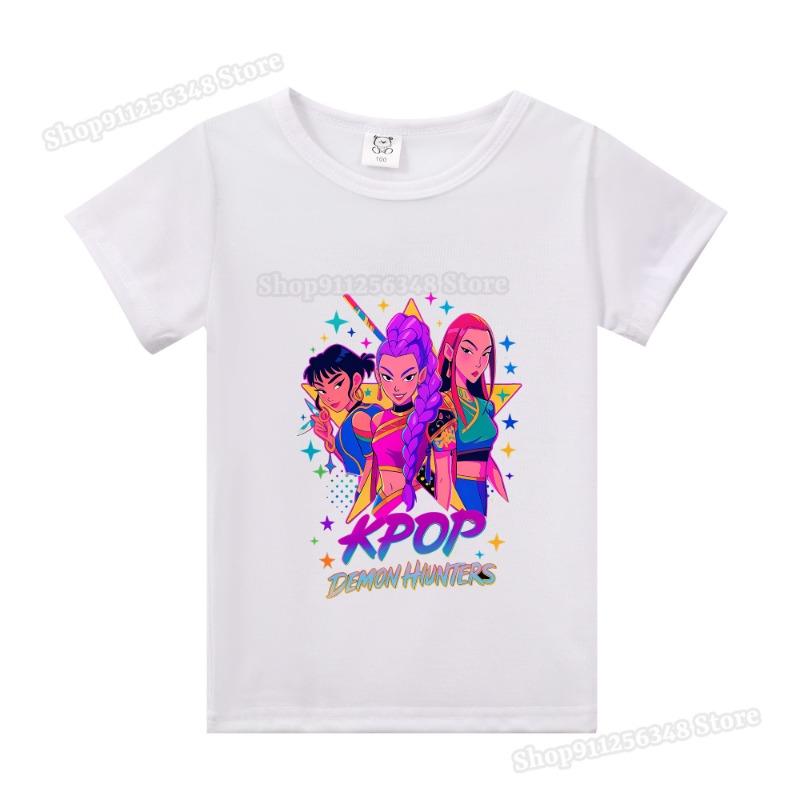 Barneklær Tegneserie Anime K-Pop Demonjegere Trykk T-skjorte Rumi Zoey Mira Topper Huntrix Saja Gutter Derpy Tiger Barneklær