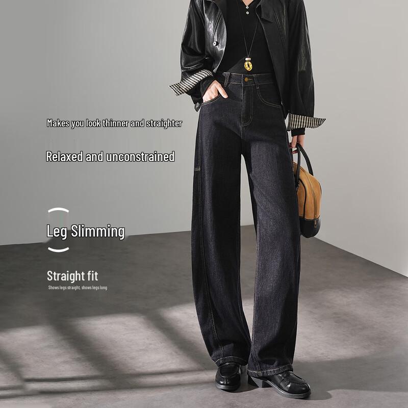 

TERRE BLEUE Women s Tall Relaxed Fit Fade-Resistant Wide-Leg Jeans M