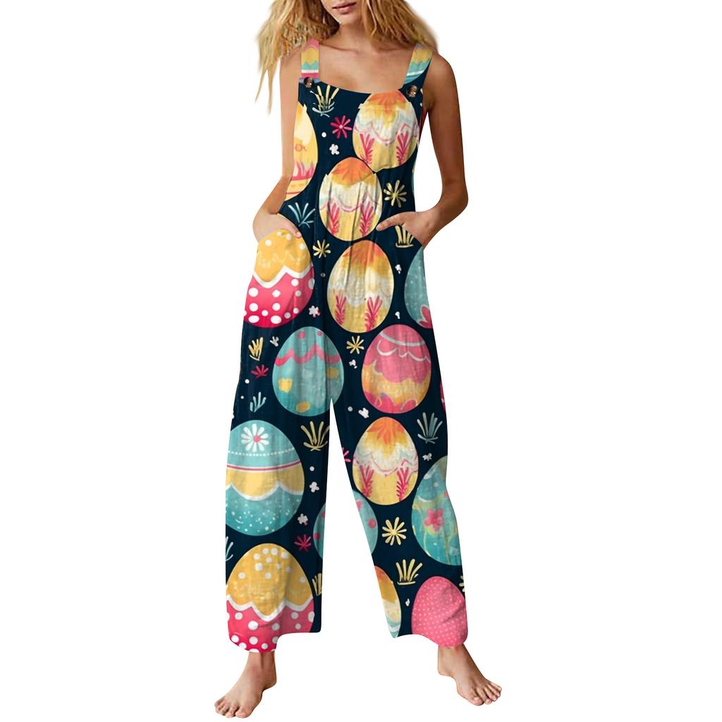 Damen Jumpsuit Bedruckter lässiger lockerer Jumpsuit