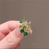 Rinhoo Exquisite Purple Green Rhinestone Grape Brooch For Women Elegant Fruit Leaf Lapel Pins Plant Banquet Badge Casual Jewelry