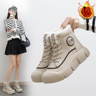 Γυναικεία Snow Boots Παπούτσια Slip on Lace-up Chunky Platform Booties Ankle with Faux Fur Winter Ζεστή κοντή μπότα Ψηλή κορυφή Γυναικεία αθλητικά παπούτσια περπατήματος