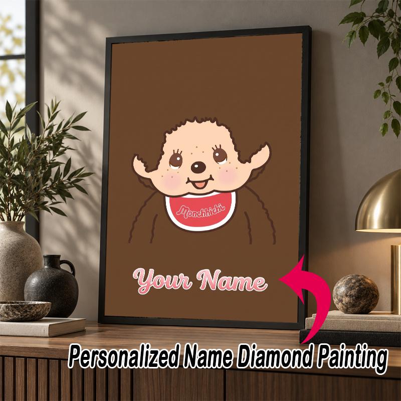Custom Name Monchhichi 5D Diamond Painting Personalized Full Drill Diamond Art Kit Gift