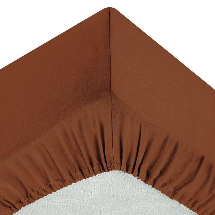 Drap Housse Coton Uni 160 X 200 Cm Couleur Moderne Terracotta