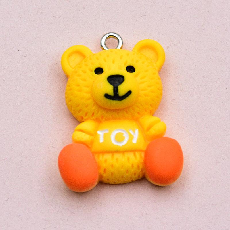Colorful Resin Cartoon Bear Pendant & Letter Keychain for DIY Jewelry