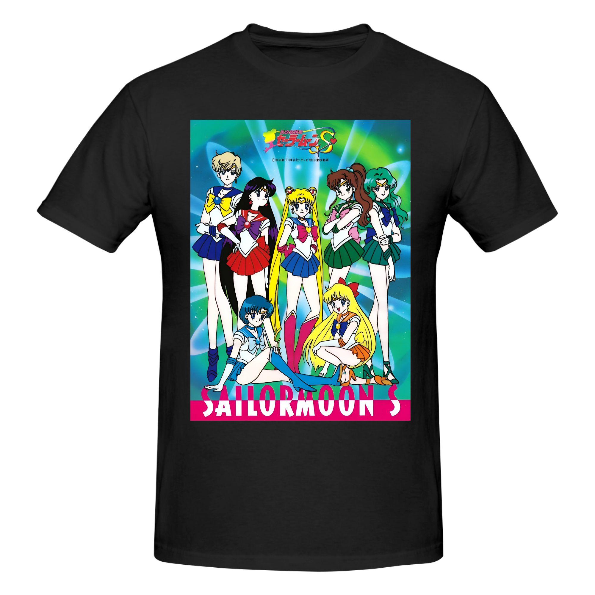 

Летняя футболка Sailor Moon 2026 для унисекс, из чистого хлопка, модная уличная одежда, футболка с коротким рукавом, облегающая одежда, подарок S