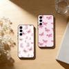 Pink Butterfly Pattern Phone Case Black Silicone Soft For Samsung Galaxy A73,A72,A71,A70,A53,A52,A51