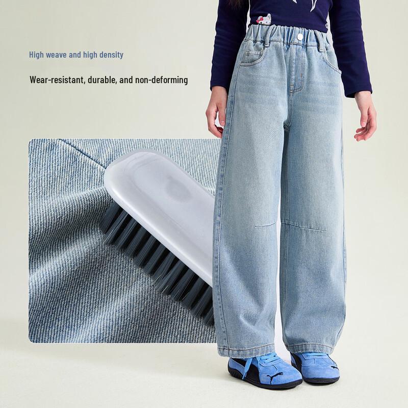 Yuanyuan Princess Girls' Durable Soft Loose Straight-Leg Denim Jeans