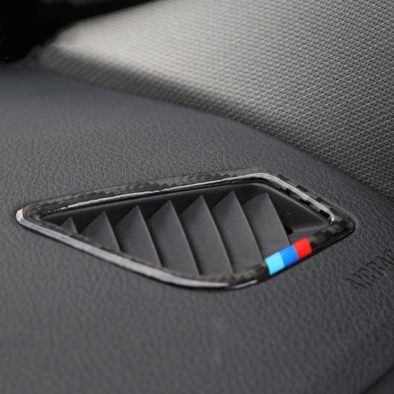 2pcs Carbon Fiber Car Central Dashboard Air Conditioning Outlet Frame Sticker For BMW 3 Series F30 3GT F34 2013-2018