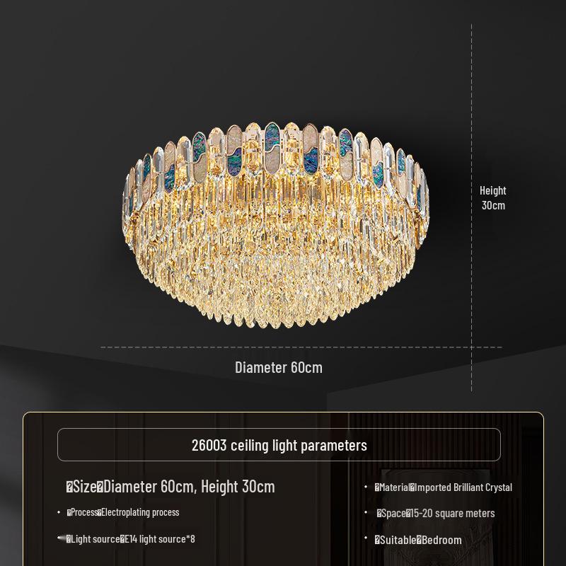 Luxury Crystal Chandelier Ceiling Light for Living, Dining, and Bedroom - High-End Colorful Shell Design