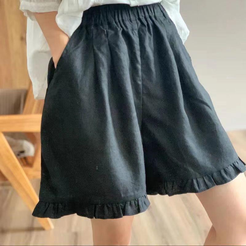 Ruffles Shorts Women Sweet Loose Vintage Korean Style Summer Casual Temperament College Simple All-match Fashion Classic