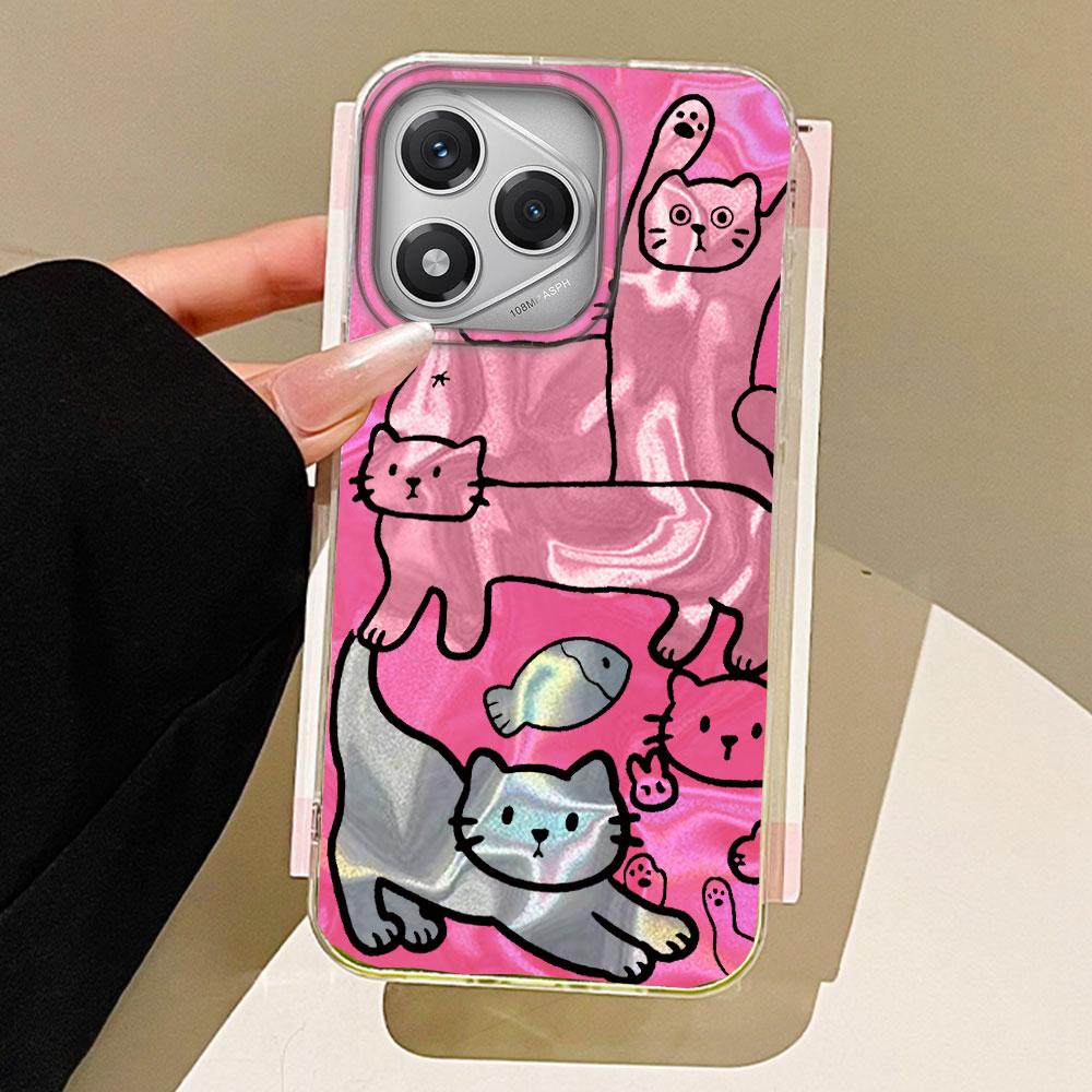 

Purple Line Cat Fish Water Texture Phone Case for Honor 400 200 Pro Magic7 6 5 Lite X9a X9c X8b X8a X8c Silicone Back Soft Cover Honor 200