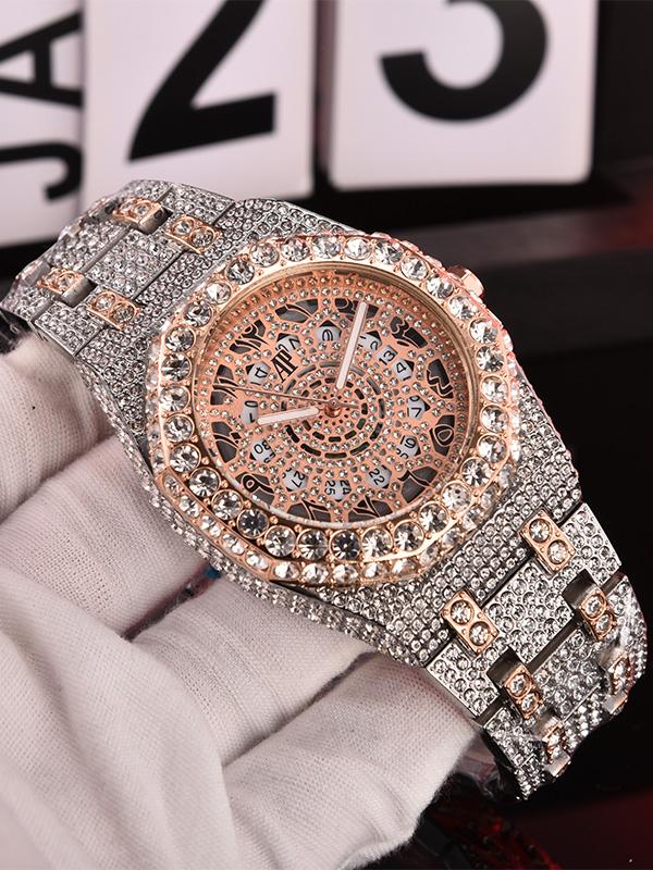 Мужские часы Полностью инкрустированные бриллиантами Мужские часы Роскошные кварцевые часы