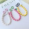 Korean and Japanese Style INS Solid Color Beaded Chain Phone Case Lanyard Handheld Wrist Strap Pendant Decoration Universal Phone Case