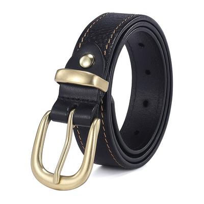 Damen erster Lagen Rindsleder Gürtel, lässiger Retro vielseitiger Abschluss Kupfer Schnalle Gürtel, modische Pendler