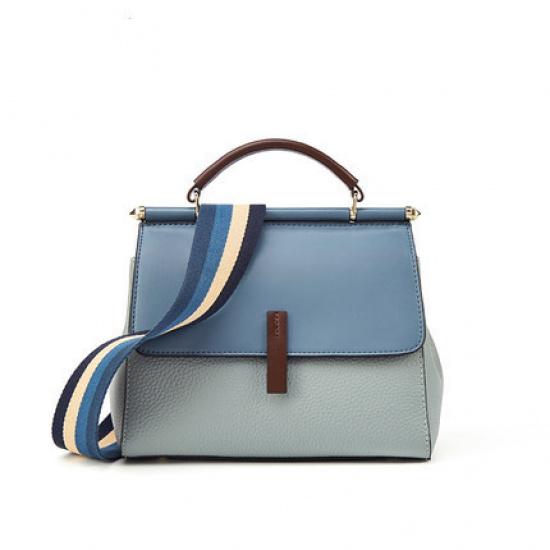 2025 New Spring/Summer Genuine Leather Crossbody Bag Fashionable Women s Shoulder Bag Women s Handbag Genuine Leather Free Agency Linen blue with gray blue