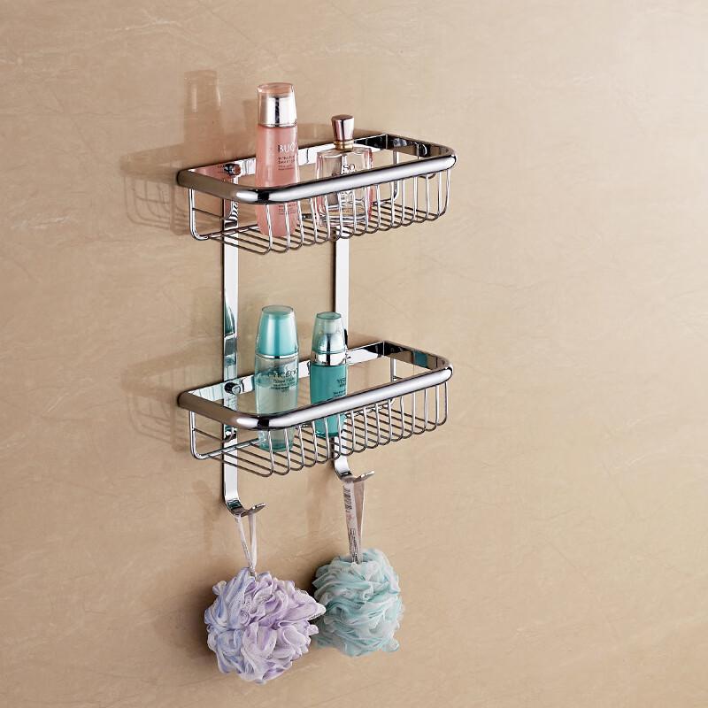 Antique Golden Double-Layer Bathroom Corner Storage Basket
