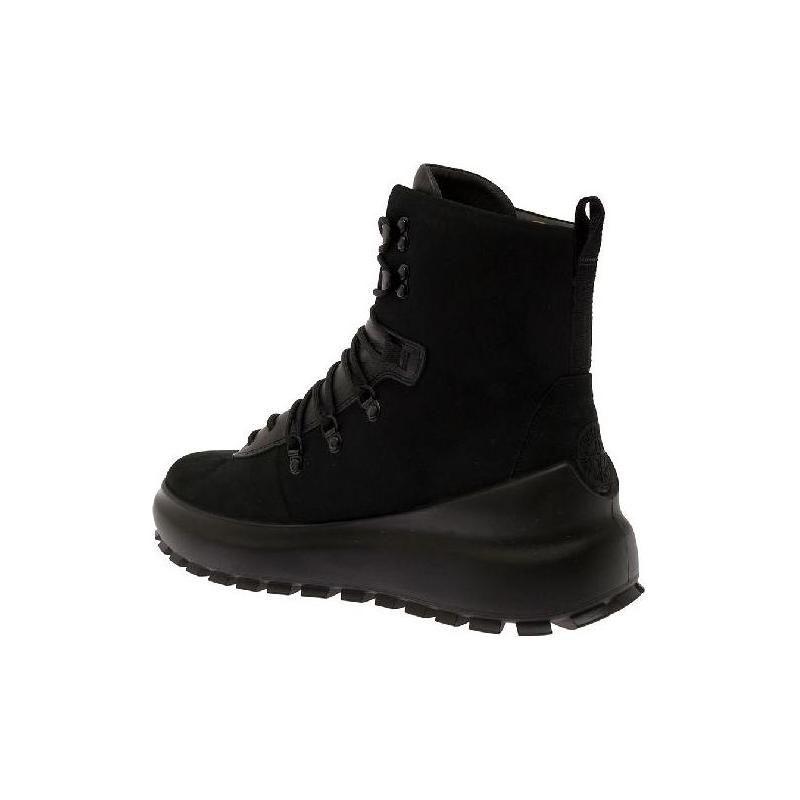 STONE ISLAND Suede Leather Round Toe Lace-Up Ankle Boots Men Boots Black 77FWS0404V0029