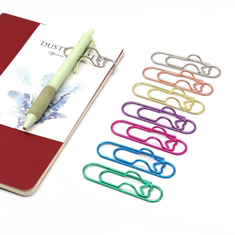 4-pack/10-pack Multifunctional Metal Heart-Shaped Pen Clip Paperclip Secure Hold Writing Supplies & Notebook Accessories