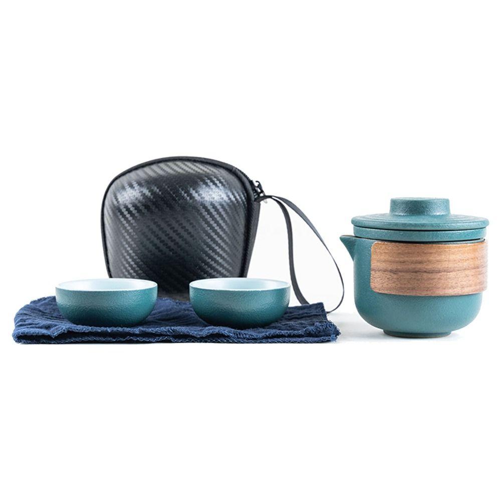 Langlebiges Anti-Verbrennungs-Reise-Teeset Mini mit Aufbewahrungstasche Teefilter-Set Tragbare Keramikkanne für den Außenbereich