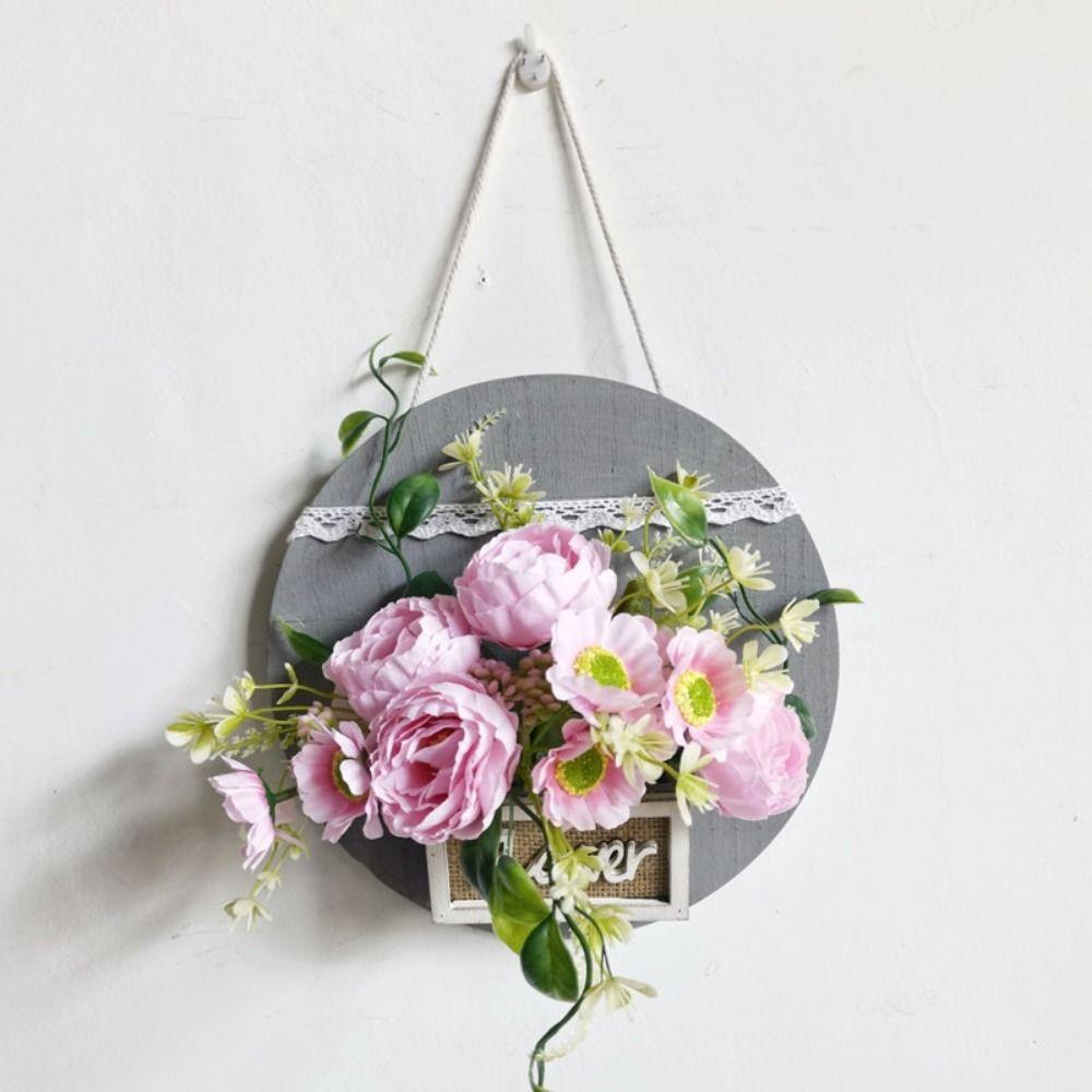 Creative Wood Wall Decoration Flower Basket Wall Mounted Decorative Wall Hanging Flower Pots Round Dried Flower Basket Garden