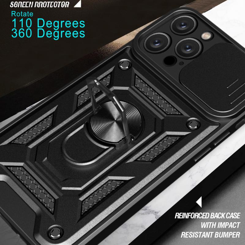 Armor Case for IPhone 15 Pro Max 14 Plus 13 12 Mini 11 X XS Max XR SE 7 8 Plus Cover Ring Magnetic Stand Holder Business Full Protection Cover