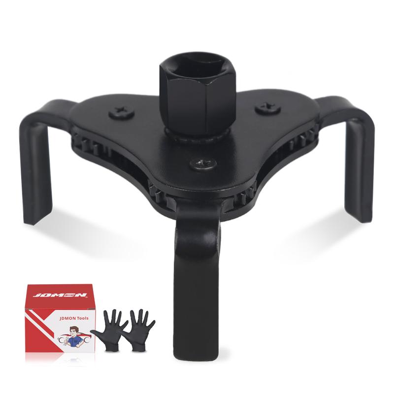 

Универсальный регулируемый ключ для масляного фильтра 55-115 мм Инструмент для снятия масляного фильтра с тремя захватами для ремонта и технического обслуживания автомобиля В подарок перчатки чёрный