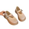 Hollow woven breathable mesh shoes 2025 spring and summer new versatile loafers thick sole heightening shallow mouth Mary Jane single shoes